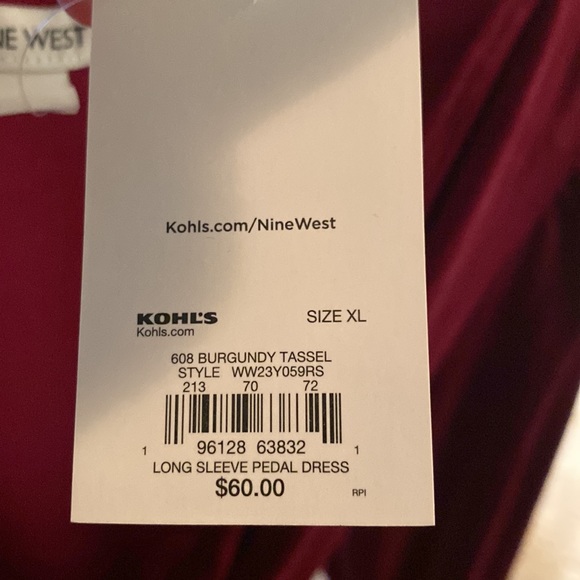 Wrap dress Nine West  size xL nwt  burgundy - Picture 6 of 7